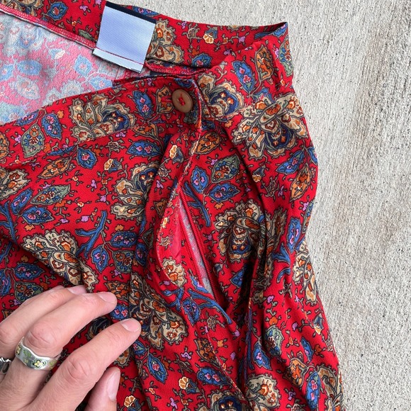 Vtg Liz sport Floral Cottagecore Fall Midi Skirt Side Pocket Side Zip Size 12 P - Picture 2 of 4